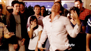 parks and rec,chris traeger,rob lowe,tv,reaction,dancing,party,excited