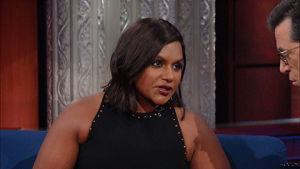 mindy kaling,yes,stephen colbert,right,thinking,listening,late show,south asian