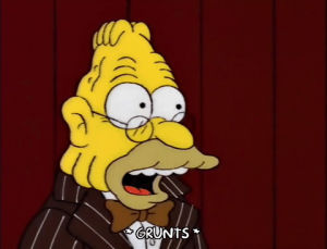 season 5,angry,episode 21,old,grampa simpson,5x21,dressed up,gloomy