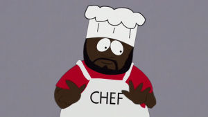 southpark,dancing,talking,singing,chef,thinking,hand movement