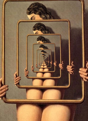 art,nude,mirror,endless,woman,magritte,painting,singularity,rene magritte,konczakowski,dangerous,infinite,infinity,dangerous liaisons,liaisons