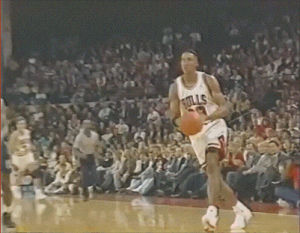 alley oop,scottie pippen,lob,sports,90s,vintage,loop,nba,basketball,retro,classic,throwback,chicago bulls,1992,assist,chi,horace grant,chicago stadium,1992 93