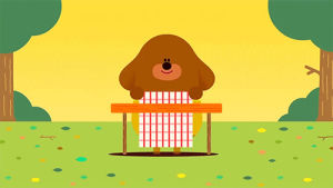 tablecloth,duggee,hey duggee,picnic,happy,dog,table