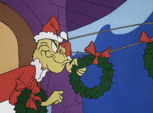 the grinch,how the grinch stole christmas,costume,santa,arm,stealing,boris karloff,dr seuss,chuck jones,wreath