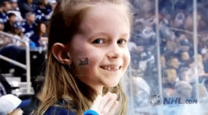 little girl,cute,hockey,hello,nhl,hi,hey,waving,jets,winnipeg jets,nhl fan