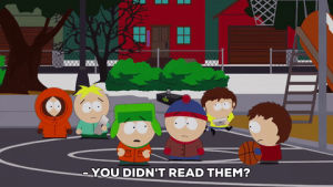 stan marsh,kyle broflovski,confused,kenny mccormick,reading,students,jimmy valmer,clyde donovan,butters stoch