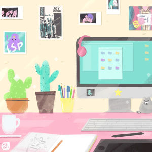 working,illustration,writing,glitch,desk,plants,focus,concentrate,concentrating,joydivision,focusing,martymcfly,lumyspaceprincess,adventure time