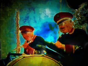 drummer,colors,art,trippy,weird,band,houston,bizarre,electric,drum,oddity,mfd,cloudy,marching