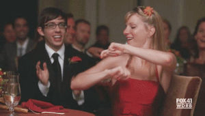 brittany,party,glee,wedding,clapping,clap,boogie,artie