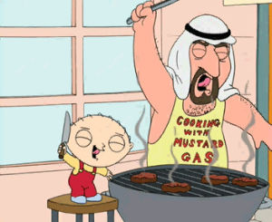 family guy,stewie,grilling,mustard gas,griffin