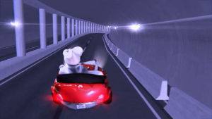 tunnel,driving,bunny,convertible,plushie,plush toy,blender internal