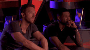 chris martin,tv,television,nbc,the voice,coldplay,usher,ersher,delayed reaction,dammmmn