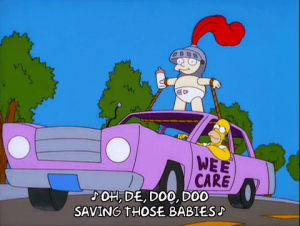 homer simpson,episode 16,singing,season 12,driving,12x16,giant mascot on roof