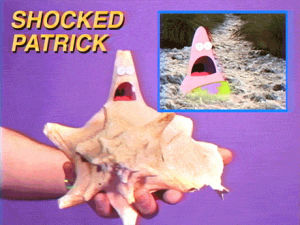 surprised patrick,gift,retro,shocked,surprised,infomercial,delivery,no way,shell,shocked patrick