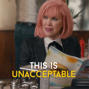 moira rose,not allowed,schitts creek,unacceptable,funny,comedy,no,humour,cbc,canadian,schittscreek,catherine ohara,queen moira,kevins mom,queenmoira,not okay,disapprove,pink wig