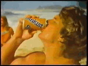 80s,retro,1980s,beach,dude,advertising,soda,1980,sunkist