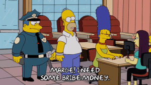 bribe,homer simpson,marge simpson,season 20,episode 20,shocked,chief wiggum,arrested,20x20