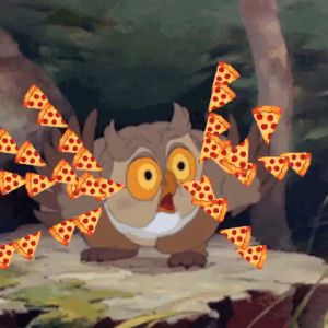 bambi,owl,disney,pizza