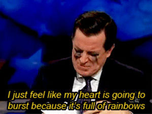 stephen colbert,the colbert report,television,crying,news,rainbow
