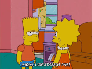 bart simpson,lisa simpson,episode 9,angry,mad,season 16,listening,yelling,diss,16x09,hand gestures