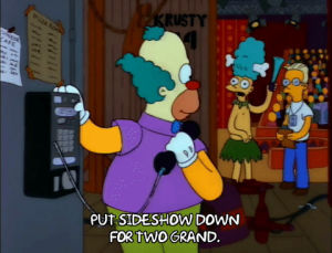 season 3,talking,episode 14,krusty the clown,sideshow mel,3x14,payphone,using horn