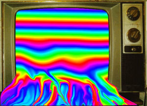 trippy,acid,lsd,marijuana,high,retro,television,rainbow,spychedelic,halucination,tv,spill,trippy out