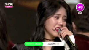 hyejeong,kpop,crying,aoa,excuse me,show champion,k pop