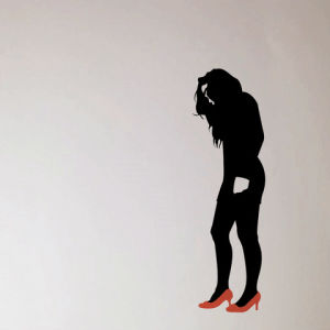 illustration,xavieralopez,crush,karma,stiletto,recursion,walk,recursive,loop,woman,red,drawing,hand drawn,heel,step on
