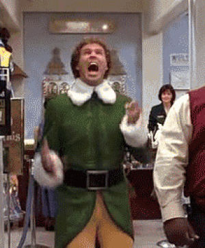 elf,christmas,jumping,screaming,will ferrell,movie,dancing,excited