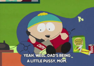 south park,eric cartman,frustrated,spoiled,talking on phone,cheesy poofs