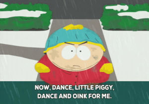 dancing,eric cartman,upset,singing,raining