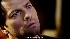 cas,reaction,supernatural,queue,misha collins,spn,reaction s,castiel,yourreactions,inappropriate,thats inappropriate