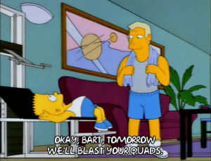 exercise,get up,season 4,bart simpson,episode 14,tomorrow,4x14,quads,laughing gas,workout