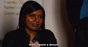 crying,women,mindy kaling,donut,mindyproject,god i want a donut