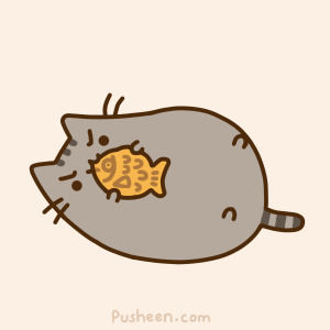 pusheen eating sushi