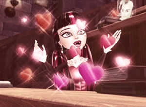 monster high,sparkly,draculara,love,heart,hearts,sparkles