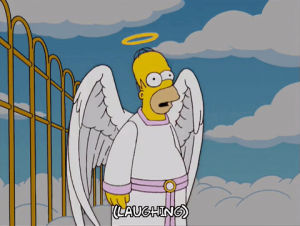 season 16,haha,homer simpson,lol,episode 1,laughing,angel,heaven,16x01