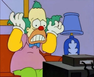 watching tv,angry,sports,krusty the clown,simpsons,33royhappened s