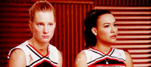 glee,confused,serious,santana,brittany