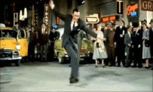 tap dance,dancing,happy dance,gene kelly,1955,roller skates,amazing dancer,always fair weather
