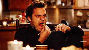 humor,funny gif,reaction,tv,food,eating,gross,new girl,cuturno,staort