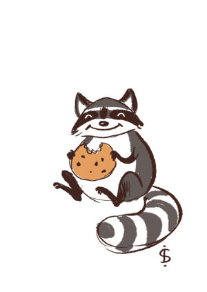 racoon,funny,cookie,thief,so happy,om nom nom,burglar,chocolate chips cookies,drawing challenge,ileana surducan