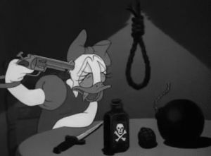 black and white,horror,sad,cartoon,death,gun,alone,poison
