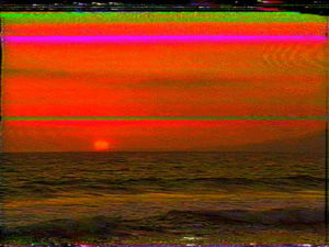 vhs,glitch art,sunset