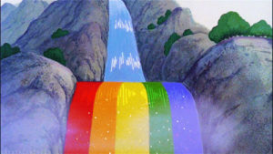 waterfall,rainbow,colors