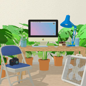 plants,desk,wfh,home office,computer,house plants