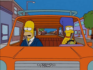 homer simpson,marge simpson,angry,episode 15,car,season 14,driving,sigh,14x15