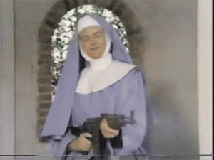 nun,reaction,gun