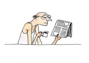oldman,animation,news,sad,drawing,reading,read,old man,headline