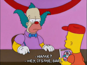 bart simpson,episode 3,season 12,krusty the clown,12x03,autograph,yo its panic,im not ready for july,fanmade